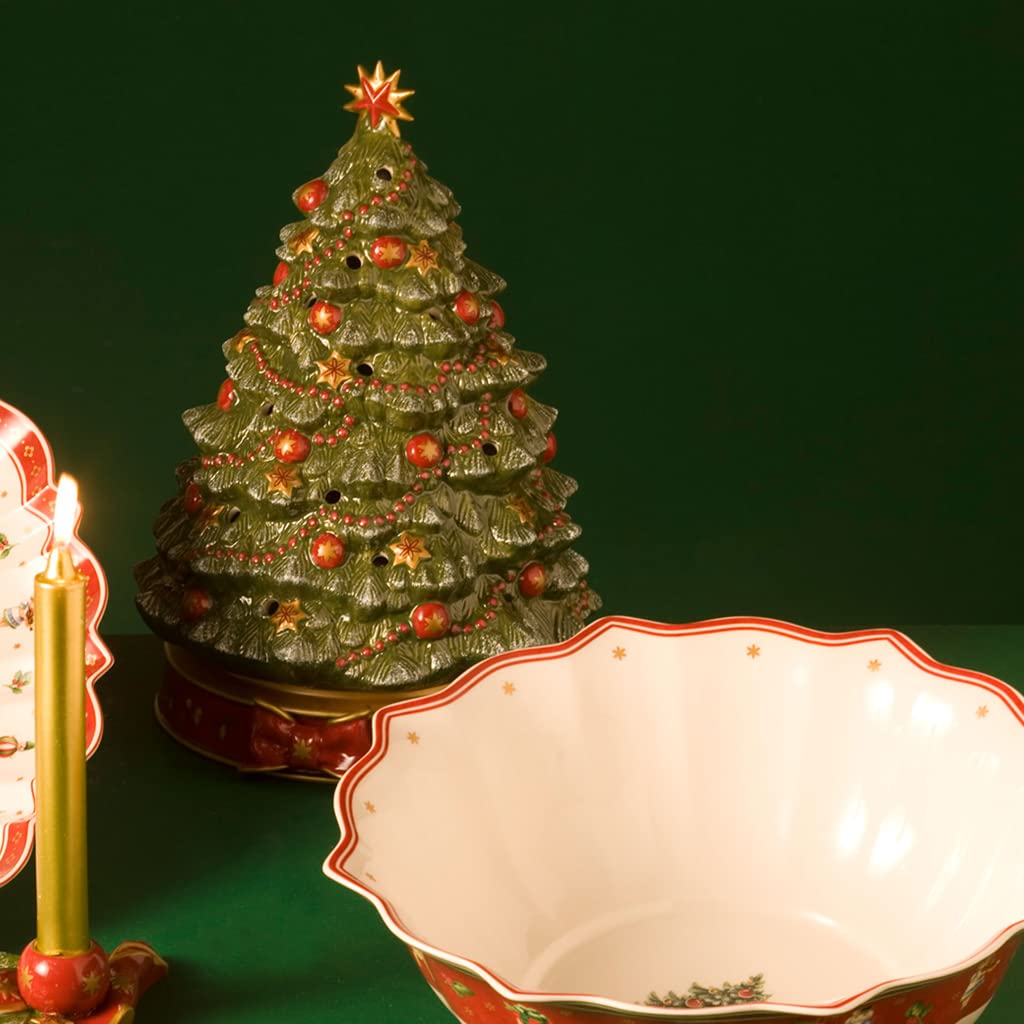 Villeroy & Boch – Toy's Delight Music Clock X-Mas Tree 33cm Green, Plays O Christmas Tree, Christmas Decoration Indoor Small, Table Decoration, Porcelain