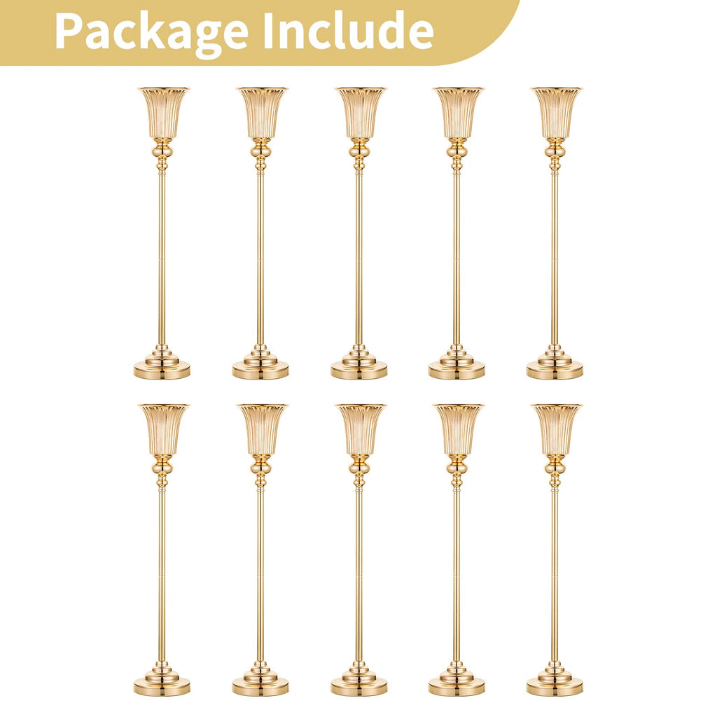NUPTIO Gold Vase Centrepieces Tall: 10 Pcs 77.5cm Wedding Table Centerpieces Trumpet Vases Metal Flower Stand for Party Anniversary Ceremony Birthday Decorations