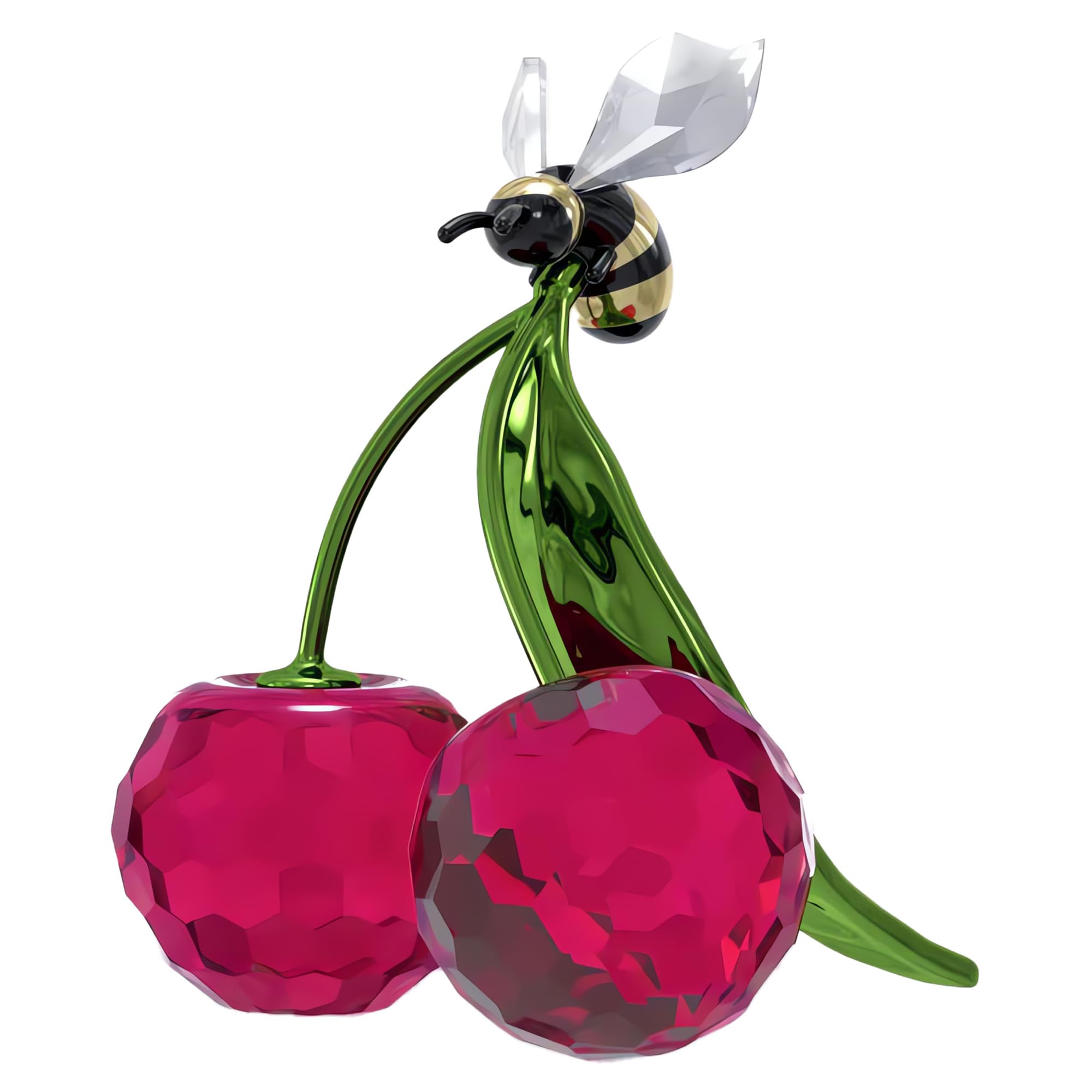 Swarovski Idyllia Bee and Cherry Figurine, Multicoloured Crystals with Lacquered Metal Accents, Part of the Idyllia Collection