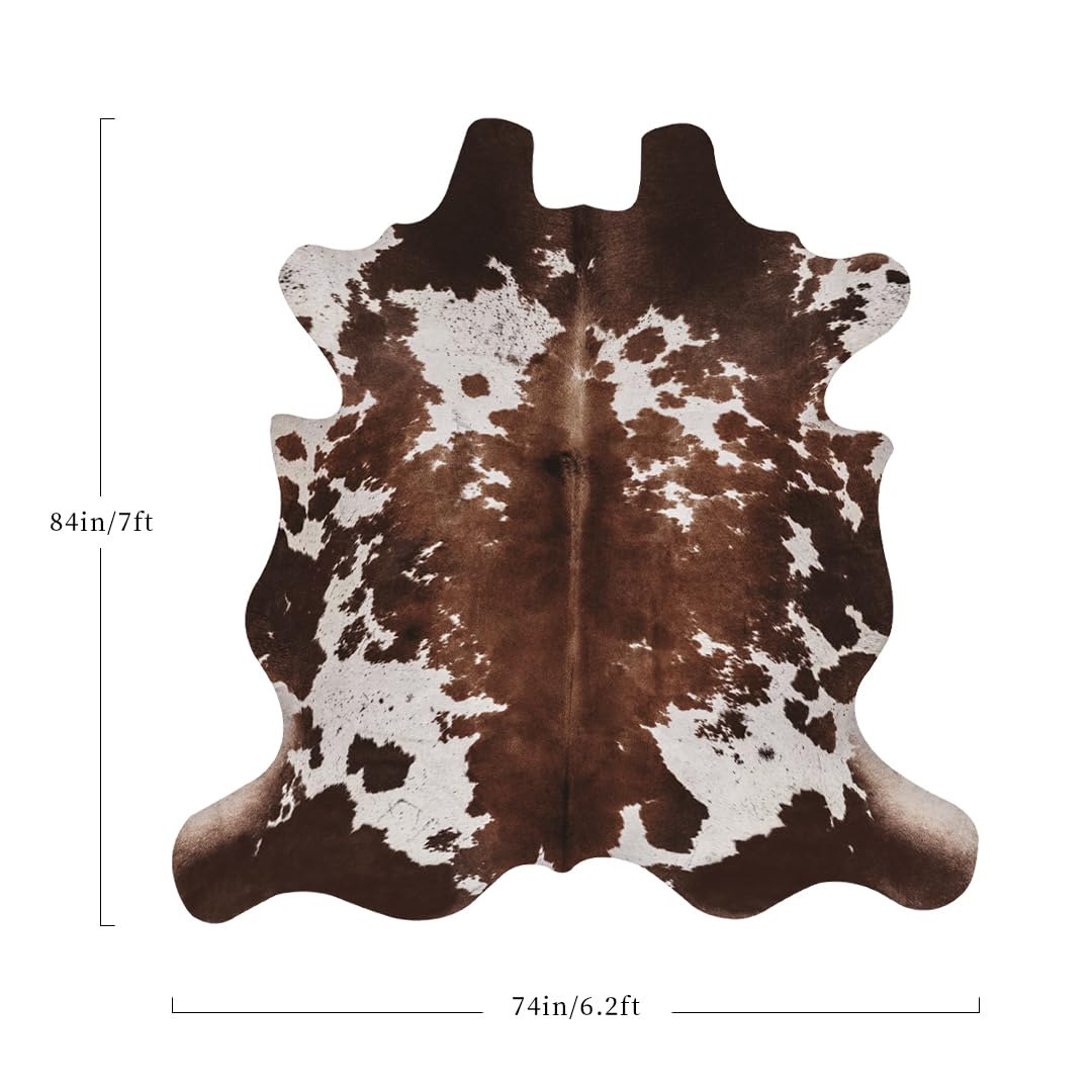 KINOGIC Faux Cowhide Cow Print Rug, Animal Hide Western Decor, 6.2 x 7 Feet