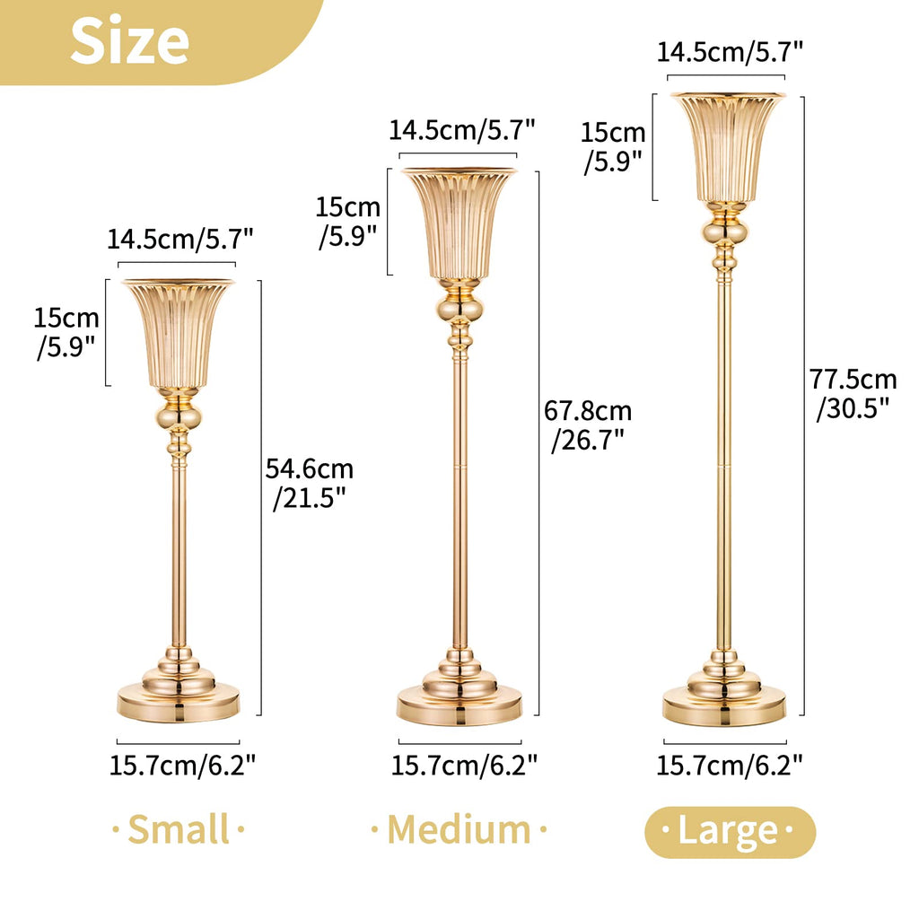 NUPTIO Gold Vase Centrepieces Tall: 10 Pcs 77.5cm Wedding Table Centerpieces Trumpet Vases Metal Flower Stand for Party Anniversary Ceremony Birthday Decorations