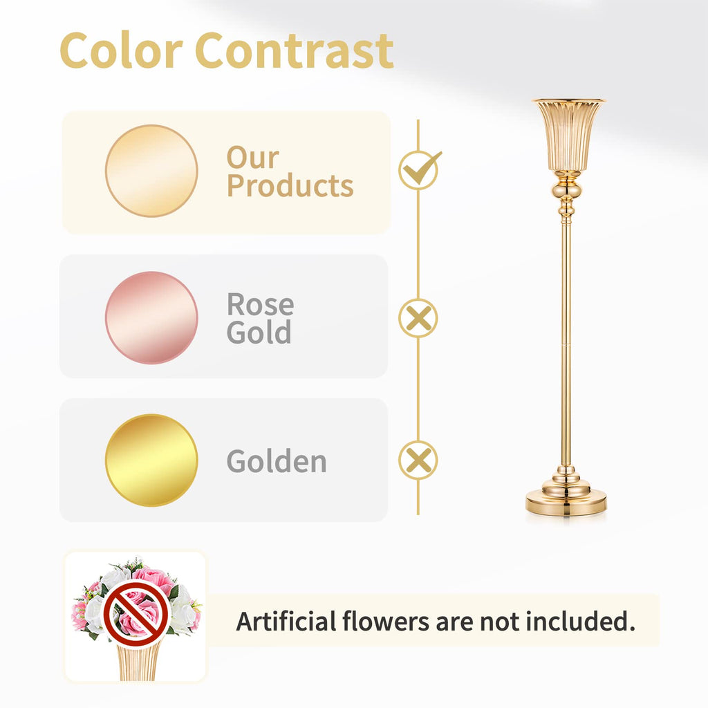 NUPTIO Gold Vase Centrepieces Tall: 10 Pcs 77.5cm Wedding Table Centerpieces Trumpet Vases Metal Flower Stand for Party Anniversary Ceremony Birthday Decorations