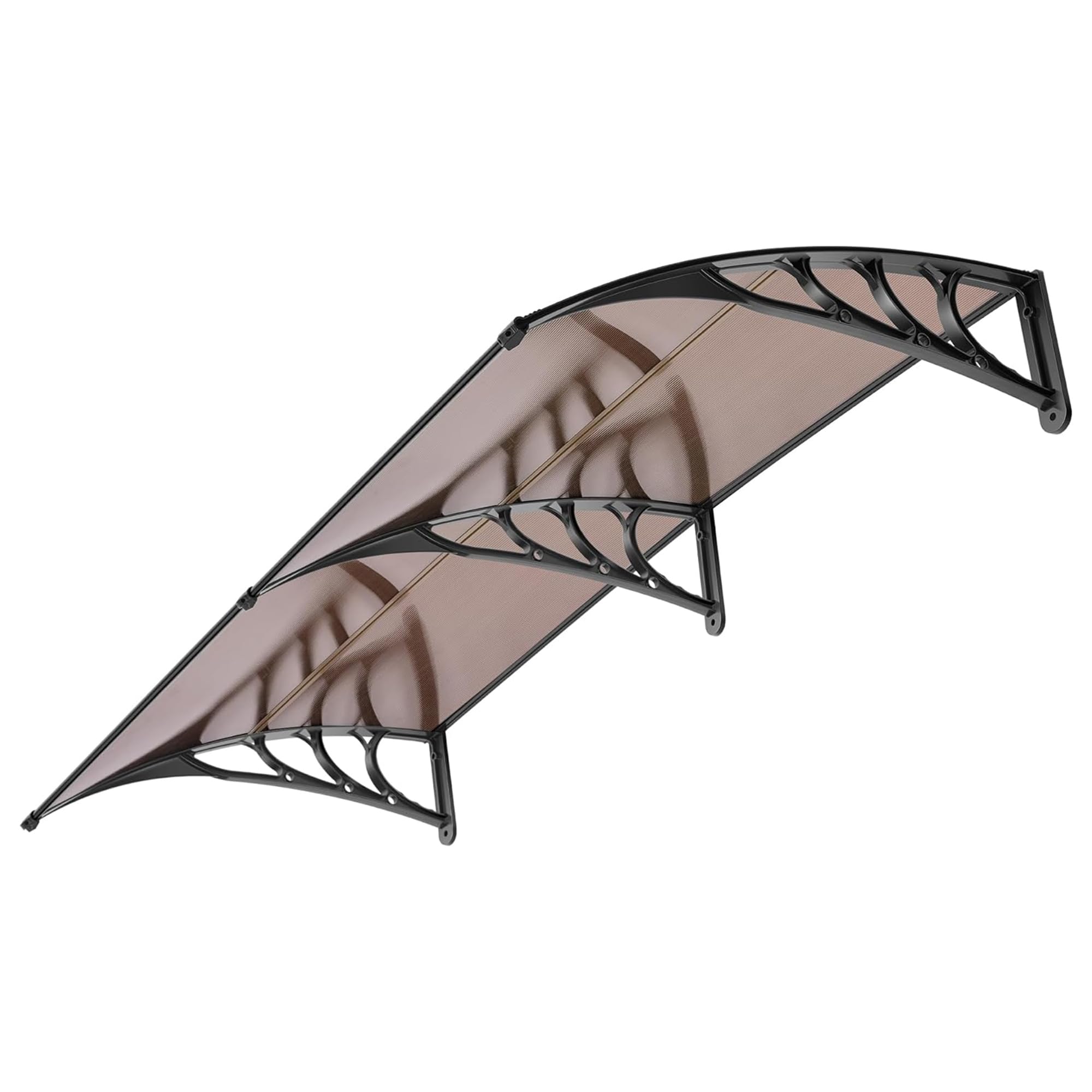 VIVOHOME 200×100cm Polycarbonate Window Door Awning, Brown, 2 pcs