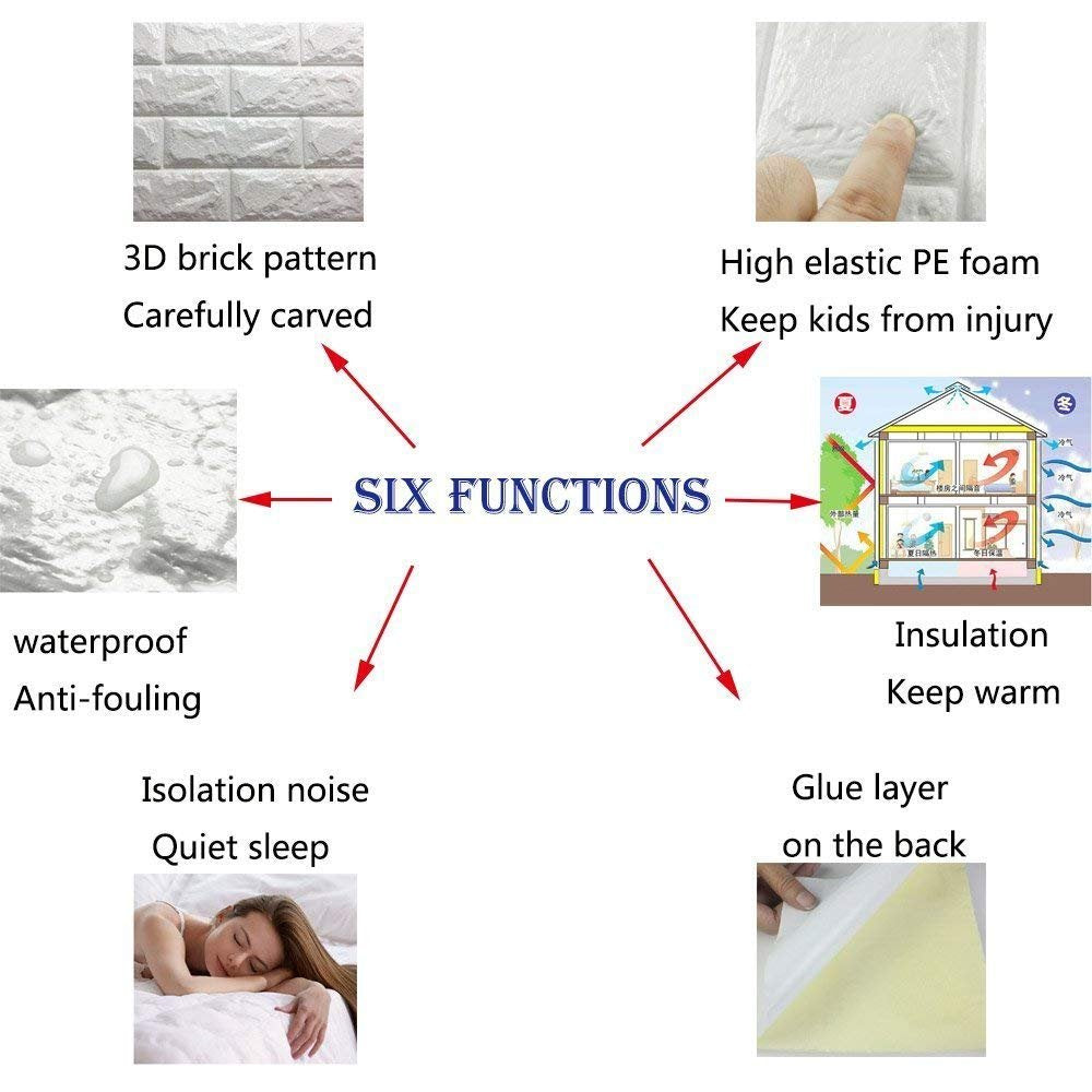 Ray-Velocity 3D Wall Panels Self Adhesive DIY Faux Brick Textured Wallpaper