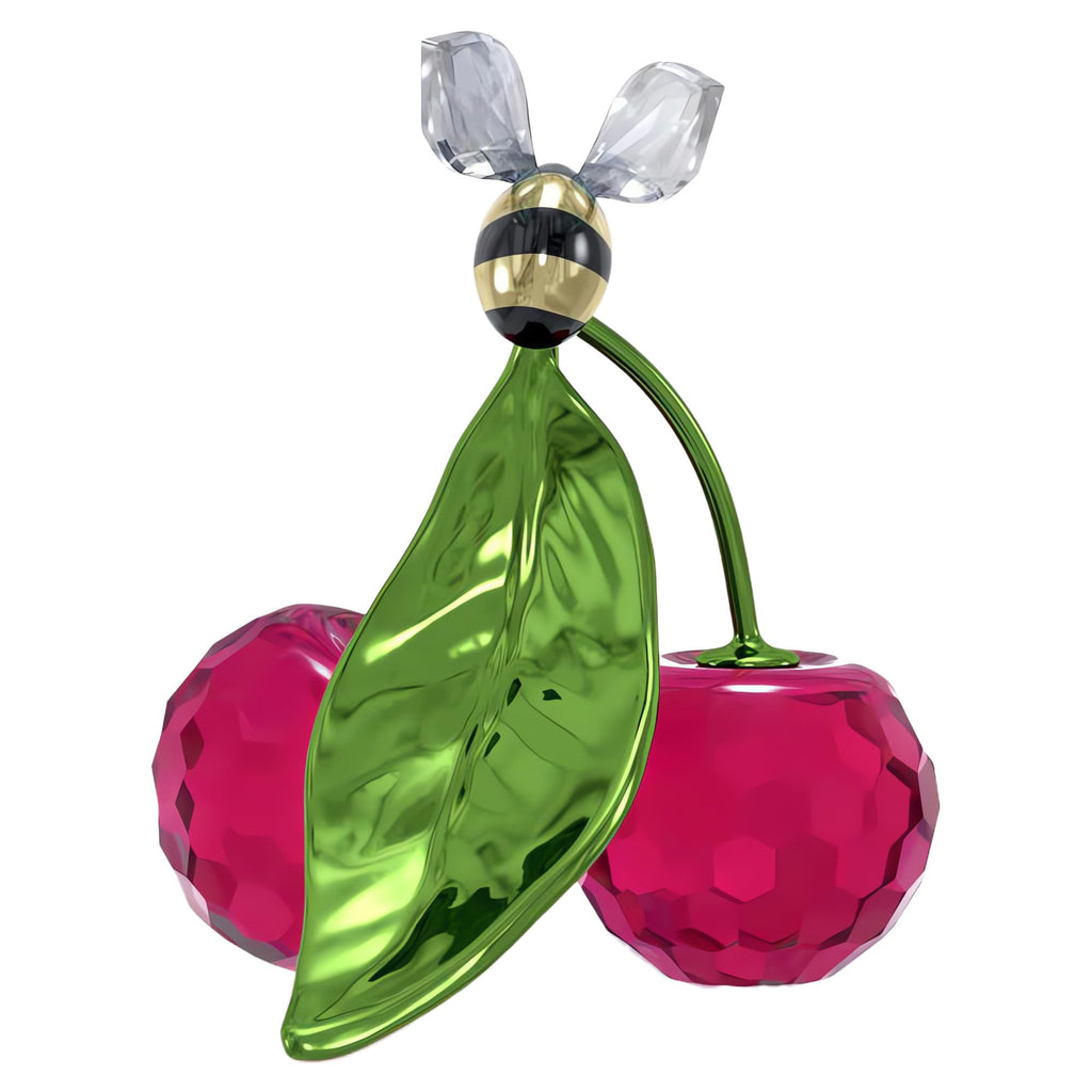 Swarovski Idyllia Bee and Cherry Figurine, Multicoloured Crystals with Lacquered Metal Accents, Part of the Idyllia Collection