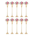 NUPTIO Gold Vase Centrepieces Tall: 10 Pcs 77.5cm Wedding Table Centerpieces Trumpet Vases Metal Flower Stand for Party Anniversary Ceremony Birthday Decorations