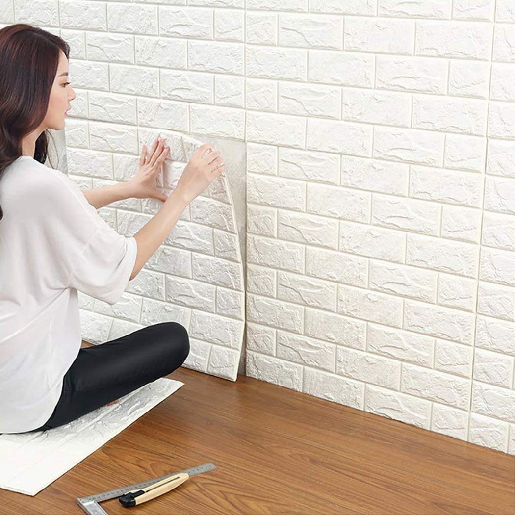 Ray-Velocity 3D Wall Panels Self Adhesive DIY Faux Brick Textured Wallpaper