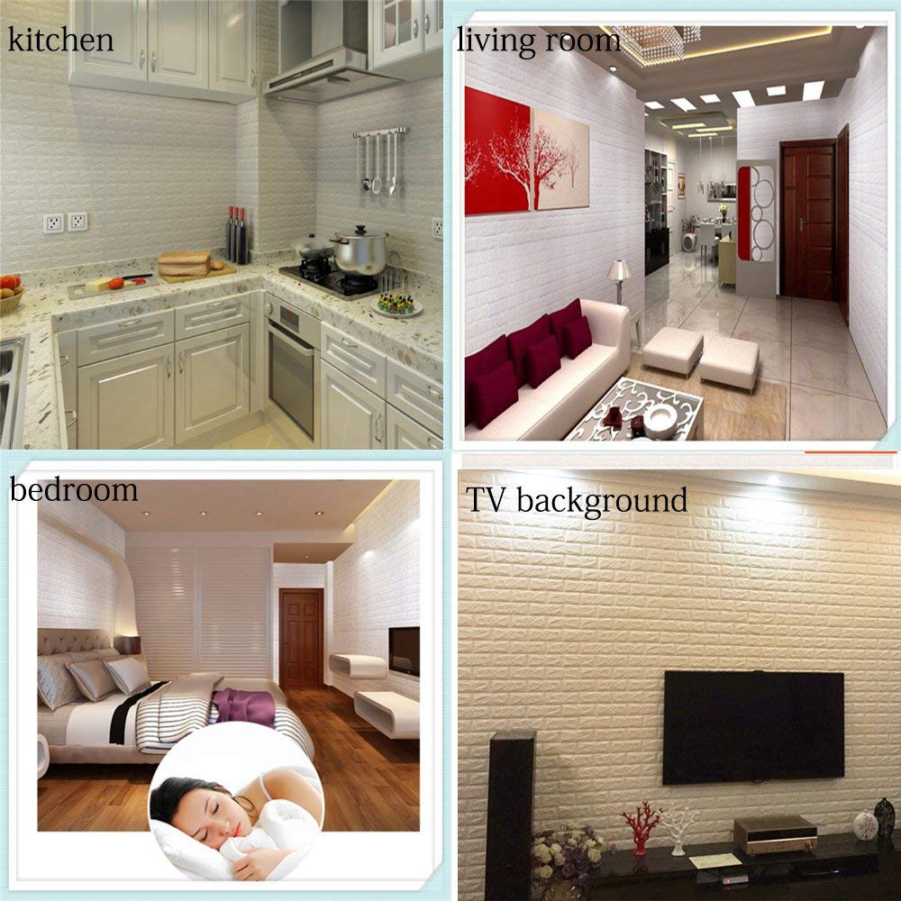 Ray-Velocity 3D Wall Panels Self Adhesive DIY Faux Brick Textured Wallpaper