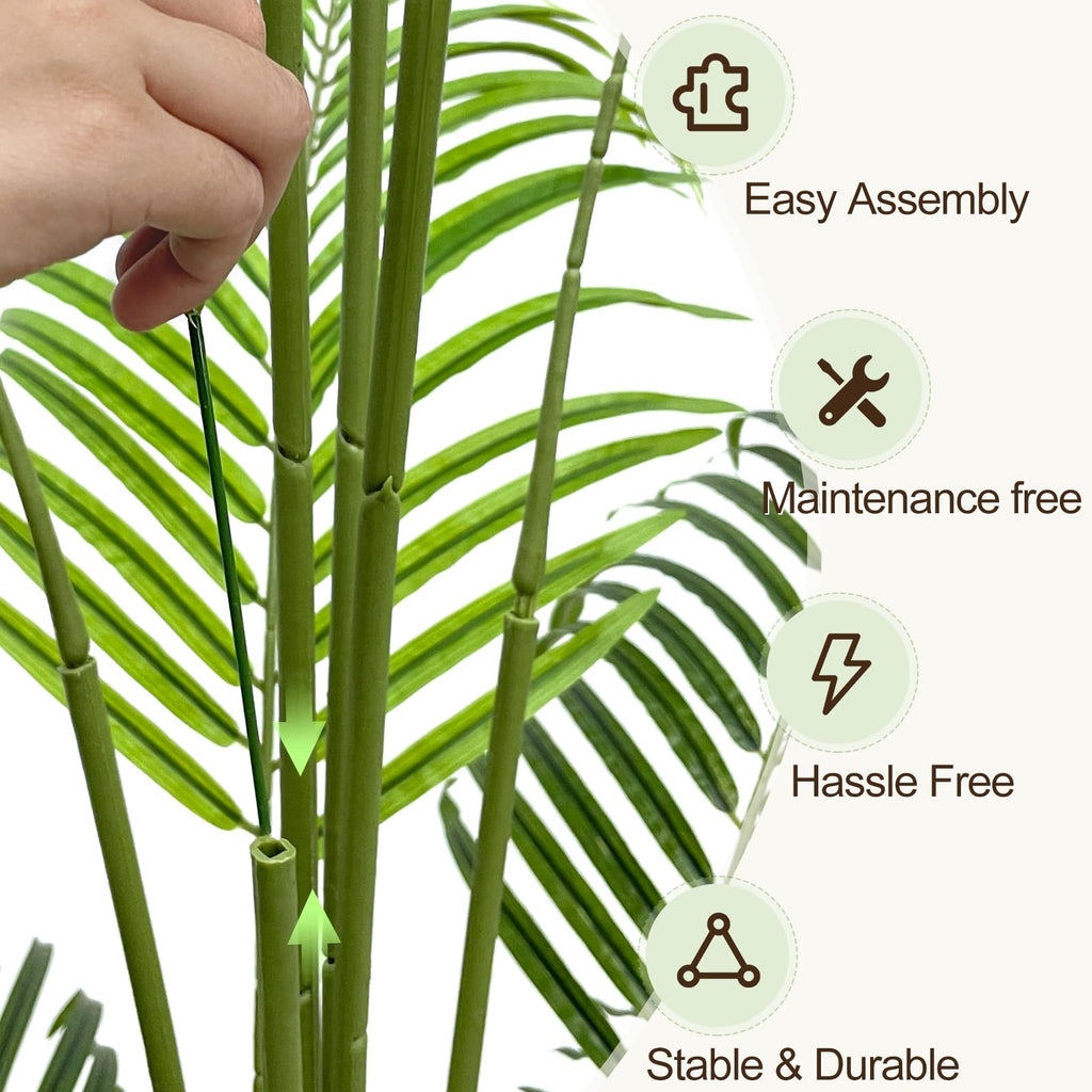 Keeplush Artificial Palm Tree 200cm Tall Fake Palm Tree Indoor Decor with 18 Trunks and Real Bark Design Faux Tropical Areca Silk Floor Plant in Pot for Home Office Living Room Bedroom Decor 2pcs