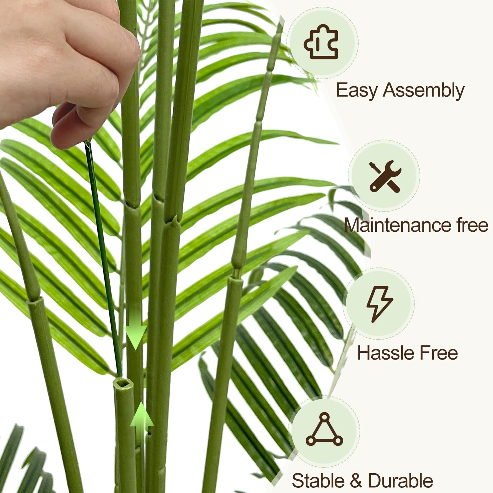 Keeplush Artificial Palm Tree 200cm Tall Fake Palm Tree Indoor Decor with 18 Trunks and Real Bark Design Faux Tropical Areca Silk Floor Plant in Pot for Home Office Living Room Bedroom Decor 2pcs