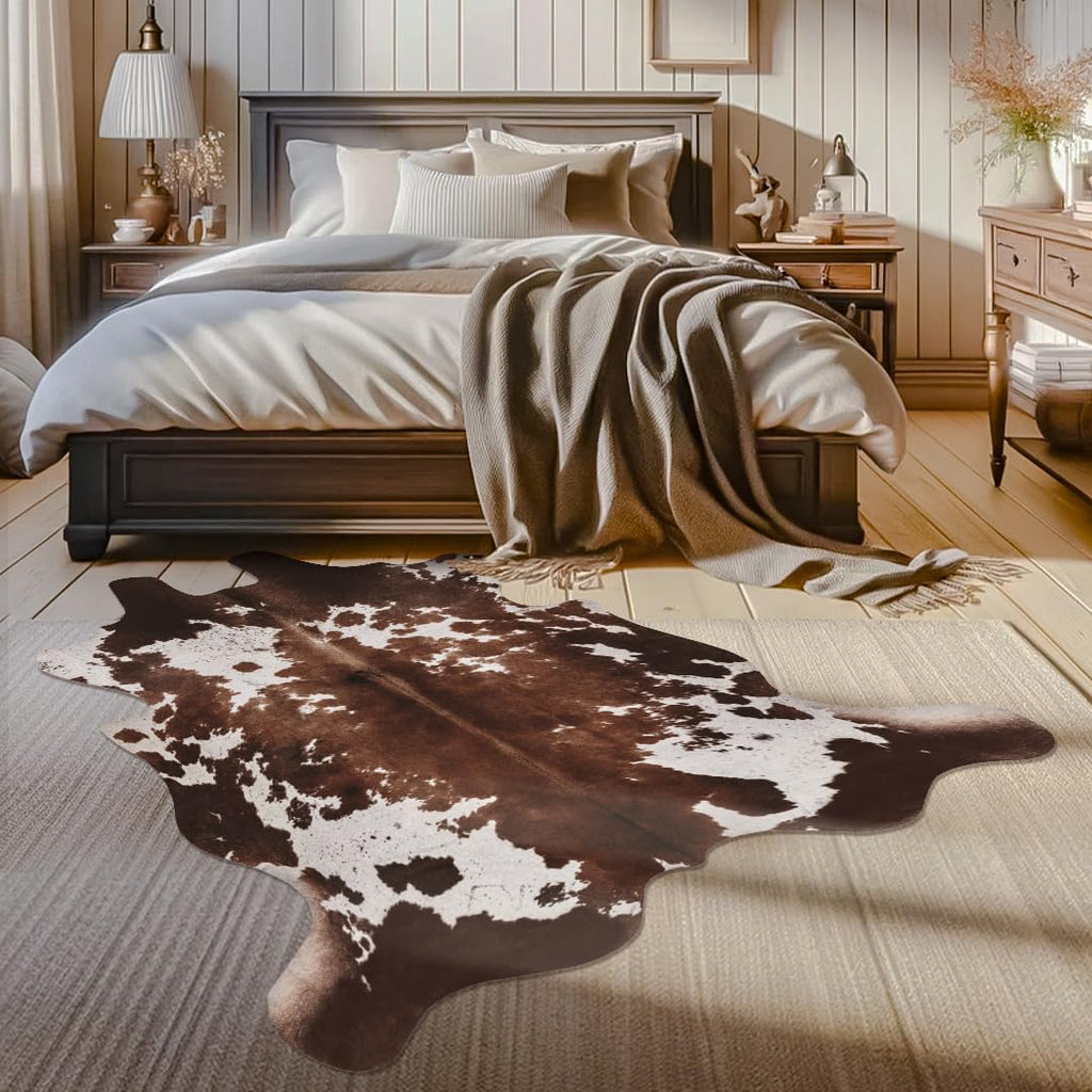 KINOGIC Faux Cowhide Cow Print Rug, Animal Hide Western Decor, 6.2 x 7 Feet