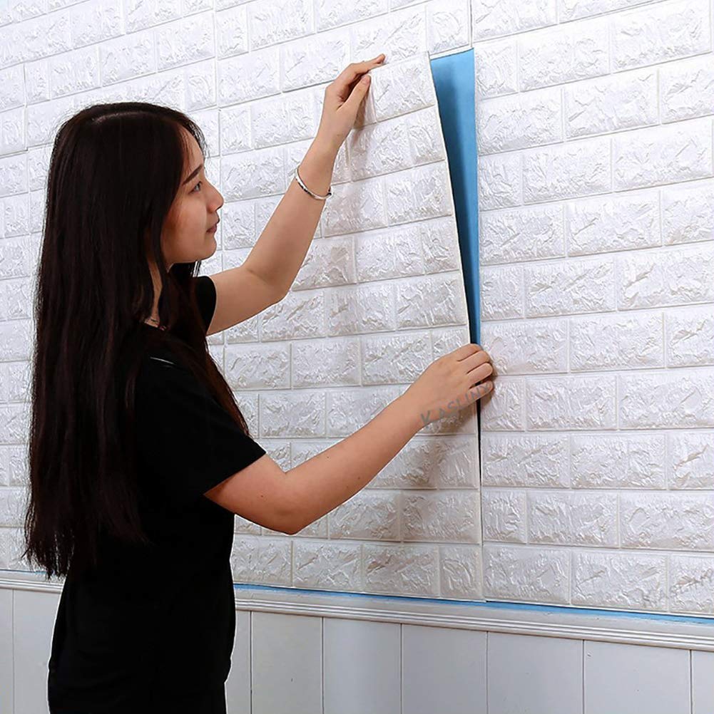 Ray-Velocity 3D Wall Panels Self Adhesive DIY Faux Brick Textured Wallpaper
