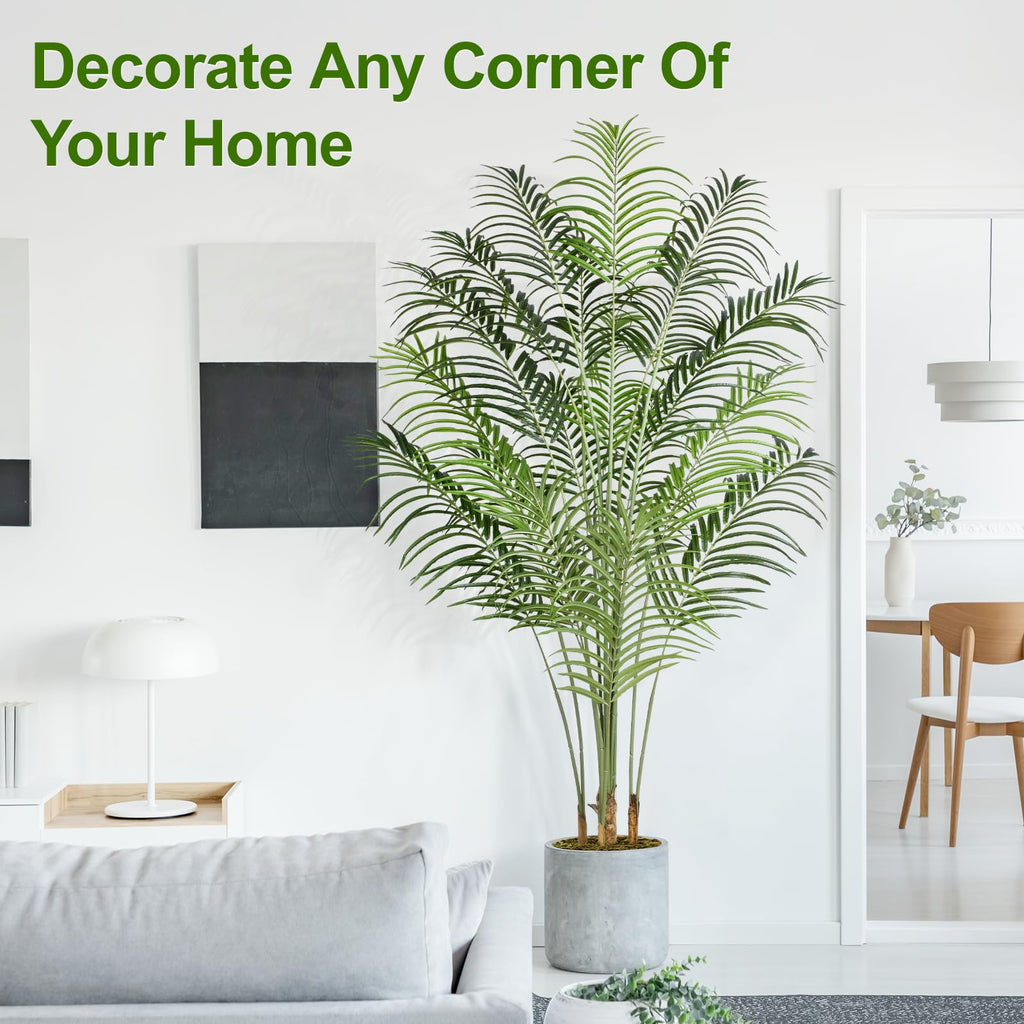 Keeplush Artificial Palm Tree 200cm Tall Fake Palm Tree Indoor Decor with 18 Trunks and Real Bark Design Faux Tropical Areca Silk Floor Plant in Pot for Home Office Living Room Bedroom Decor 2pcs