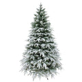 7ft/2.1m Lapland Fir Snow Covered Bushy Artificial Christmas Tree Flocked 1205 PE/PVC Tips Hinged Branches Metal Stand Xmas Home Snowy Decorations