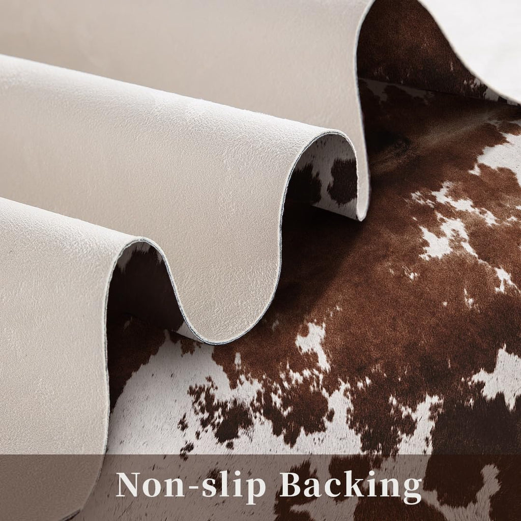 KINOGIC Faux Cowhide Cow Print Rug, Animal Hide Western Decor, 6.2 x 7 Feet