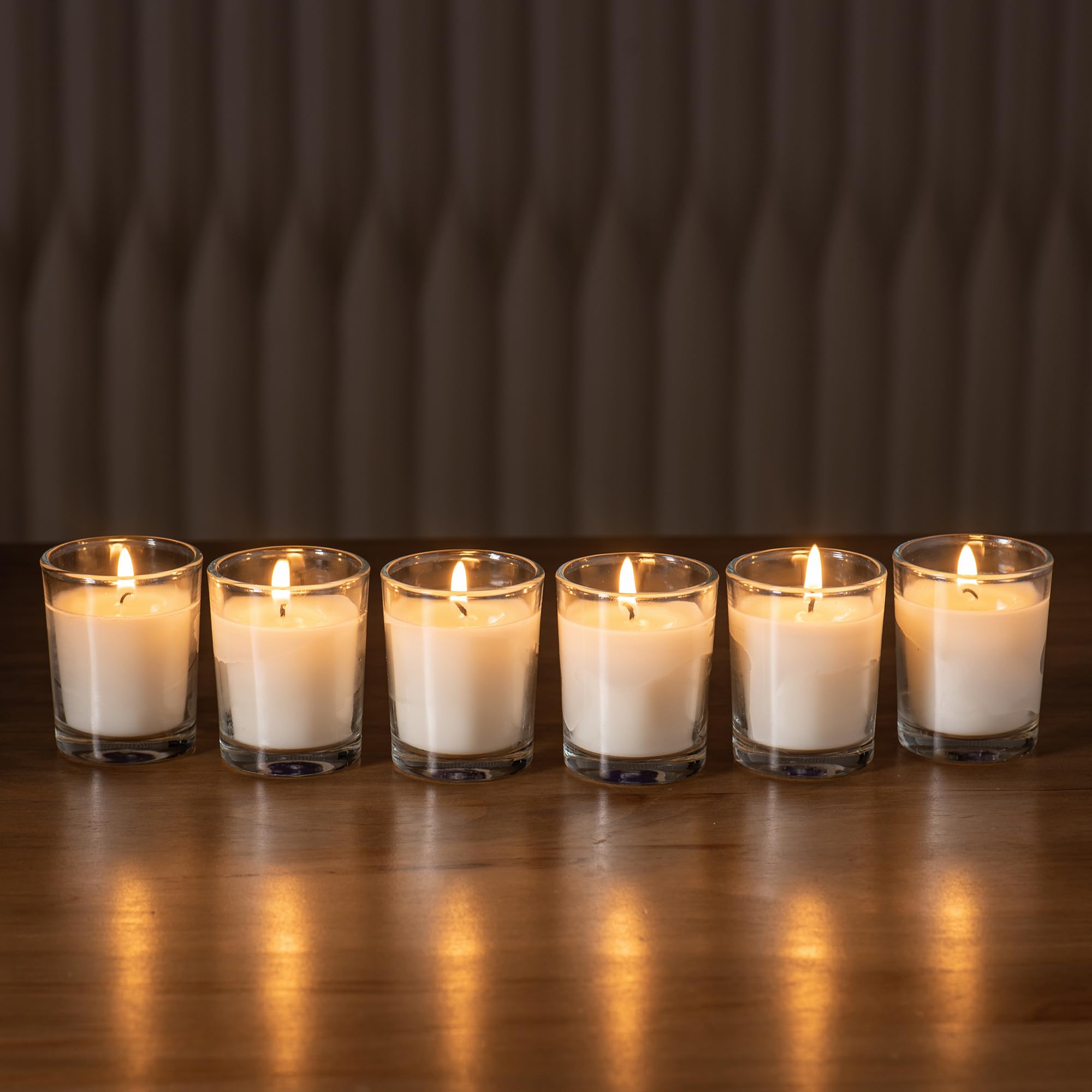 Housecret 60 Pack Warm White Unscented Clear Glass Filled Votive Candles. Hand Poured Wax Candle Ideal Gifts for Aromatherapy Spa Weddings Birthdays Holidays Party