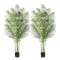 Keeplush Artificial Palm Tree 200cm Tall Fake Palm Tree Indoor Decor with 18 Trunks and Real Bark Design Faux Tropical Areca Silk Floor Plant in Pot for Home Office Living Room Bedroom Decor 2pcs