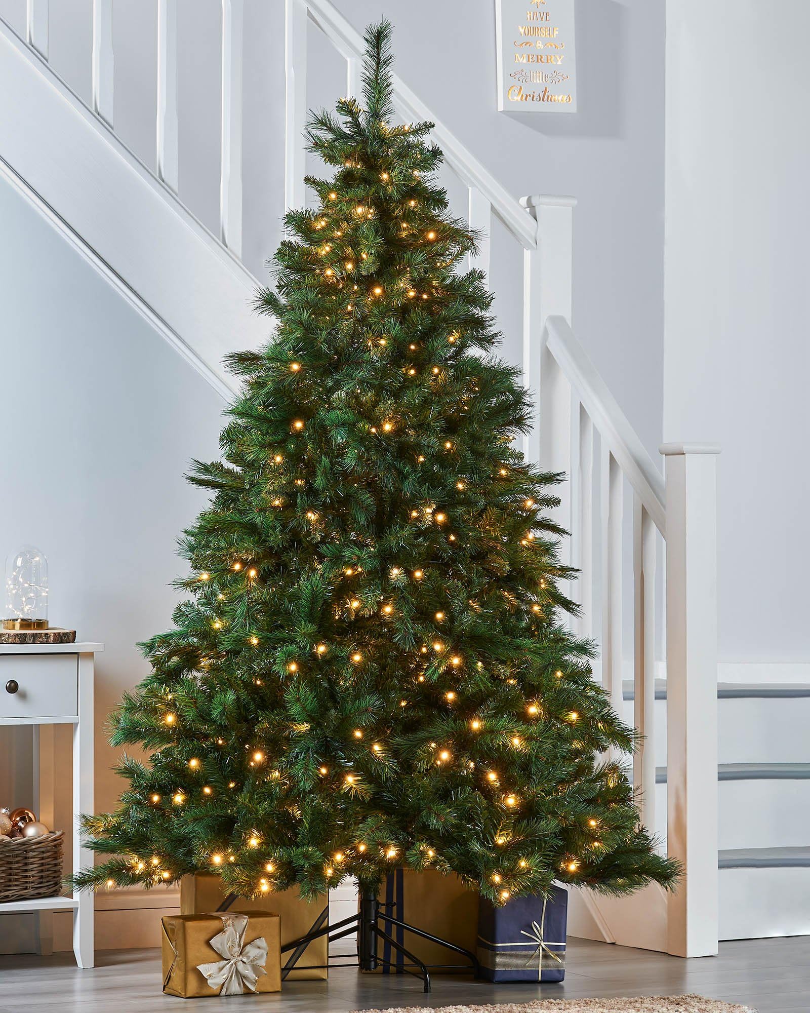 WeRChristmas Pre-Lit Victorian Pine Multi-Function Christmas Tree with 400 Warm White LED Lights, Green, 6 feet/1.8 m