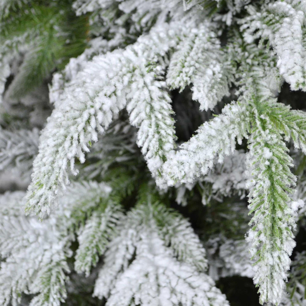 6ft/1.8m Pre-Lit Artificial Christmas Tree Lapland Fir - 260 LED Warm White Lights, Snow Flocked 935 PE/PVC Tips, Snowy Bushy Hinged Branches, Metal Stand for Xmas Home Decorations