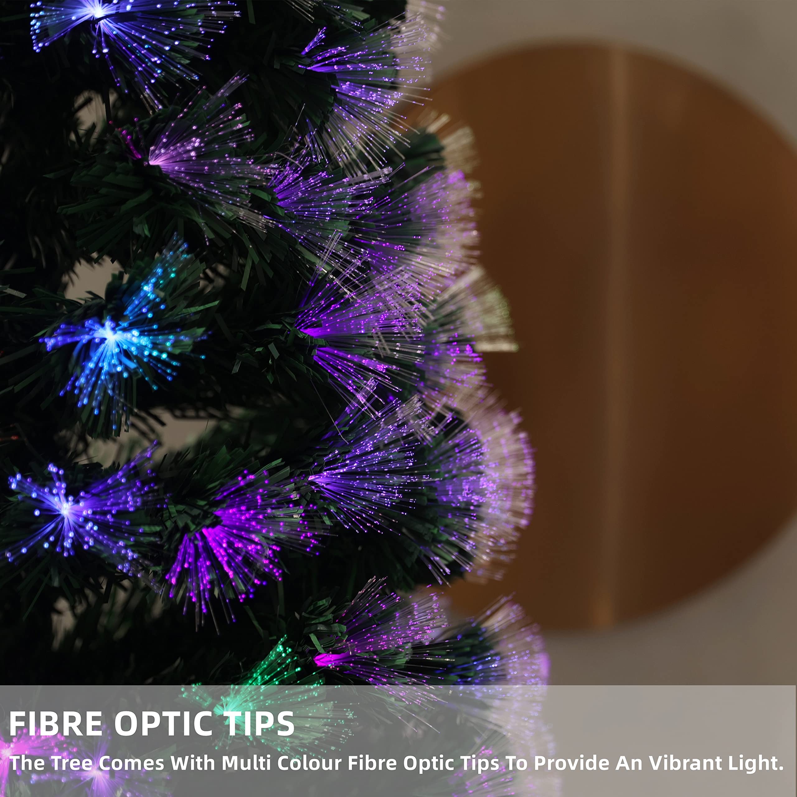 Asinse 7ft Fiber Optic Artificial Christmas Tree, LED Pre-Lit Xmas Tree with Topper and Multicolor Flower Lights, Automatic Colour Changing Tree, Holiday Home Xmas Decoration (7FT/210CM, Type 2)