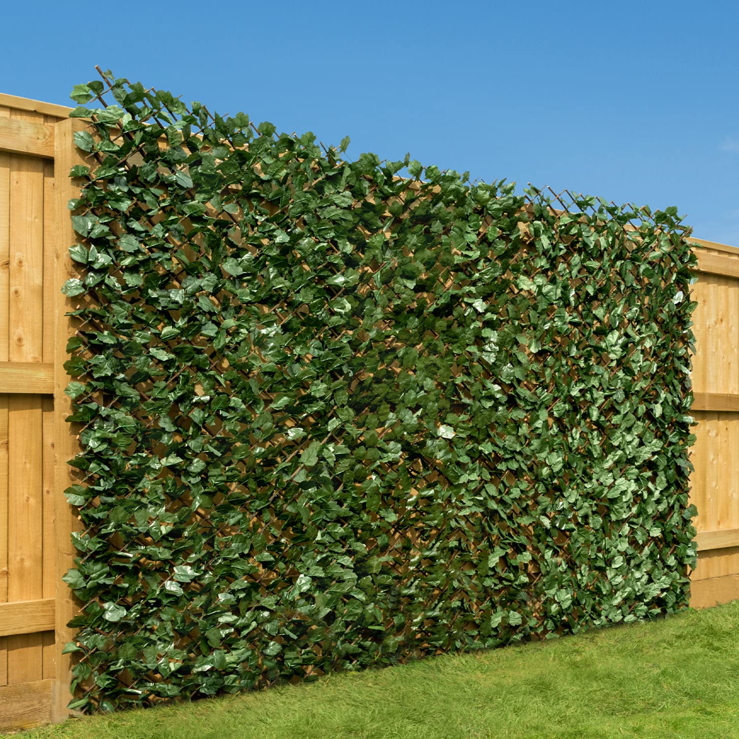 CHRISTOW Expanding Artificial Trellis, Ivy Leaf Hedge, 1m x 1–2m, 8 Pack