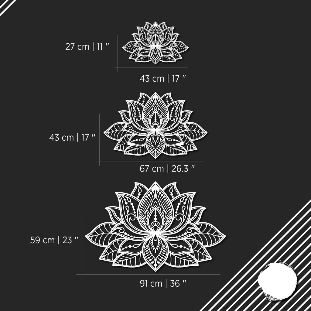 iwa concept 3D Mandala Metal Wall Decor | Lotus Flower Decoration for Homes | Bedroom Metal Wall Art | Office Decor | Living Room Decor | New Year Gift | (36" x 23" | 91 x 59 cm, Silver)