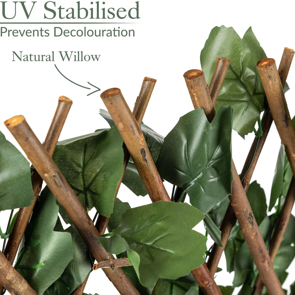 CHRISTOW Expanding Artificial Trellis, Ivy Leaf Hedge, 1m x 1–2m, 8 Pack