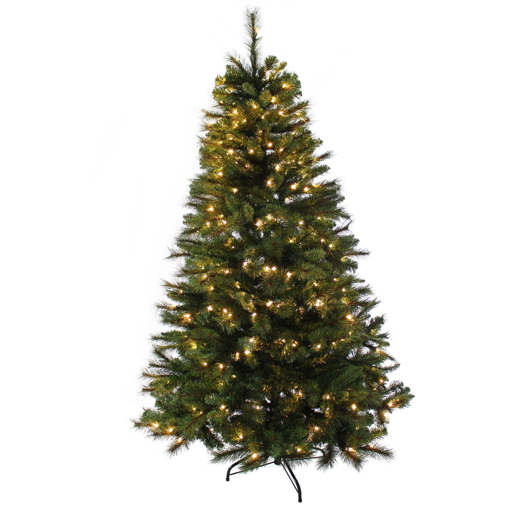 WeRChristmas Pre-Lit Victorian Pine Multi-Function Christmas Tree with 400 Warm White LED Lights, Green, 6 feet/1.8 m