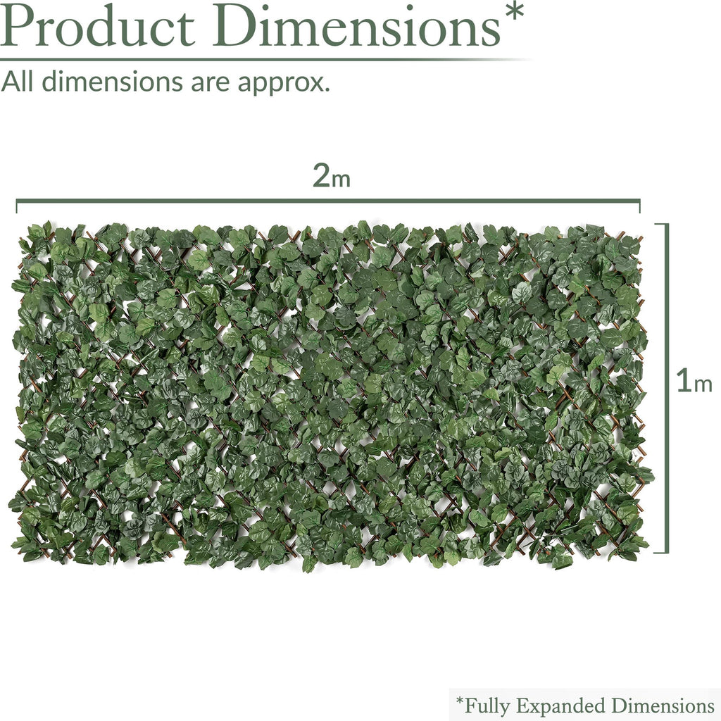 CHRISTOW Expanding Artificial Trellis, Ivy Leaf Hedge, 1m x 1–2m, 8 Pack