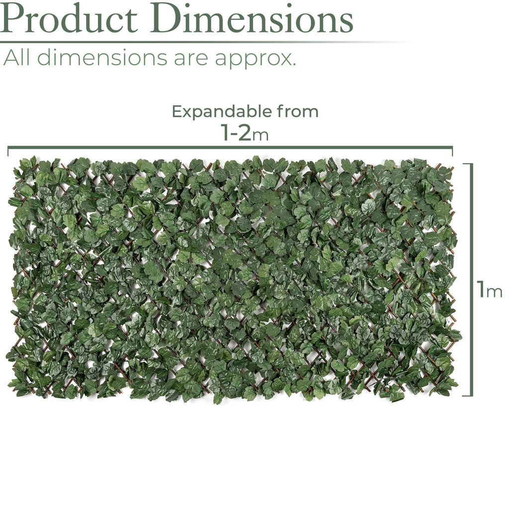 CHRISTOW Expanding Artificial Trellis, Ivy Leaf Hedge, 1m x 1–2m, 8 Pack