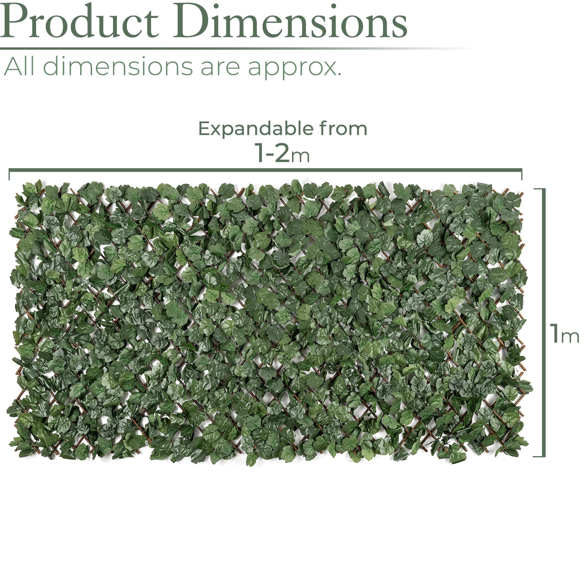 CHRISTOW Expanding Artificial Trellis, Ivy Leaf Hedge, 1m x 1–2m, 8 Pack
