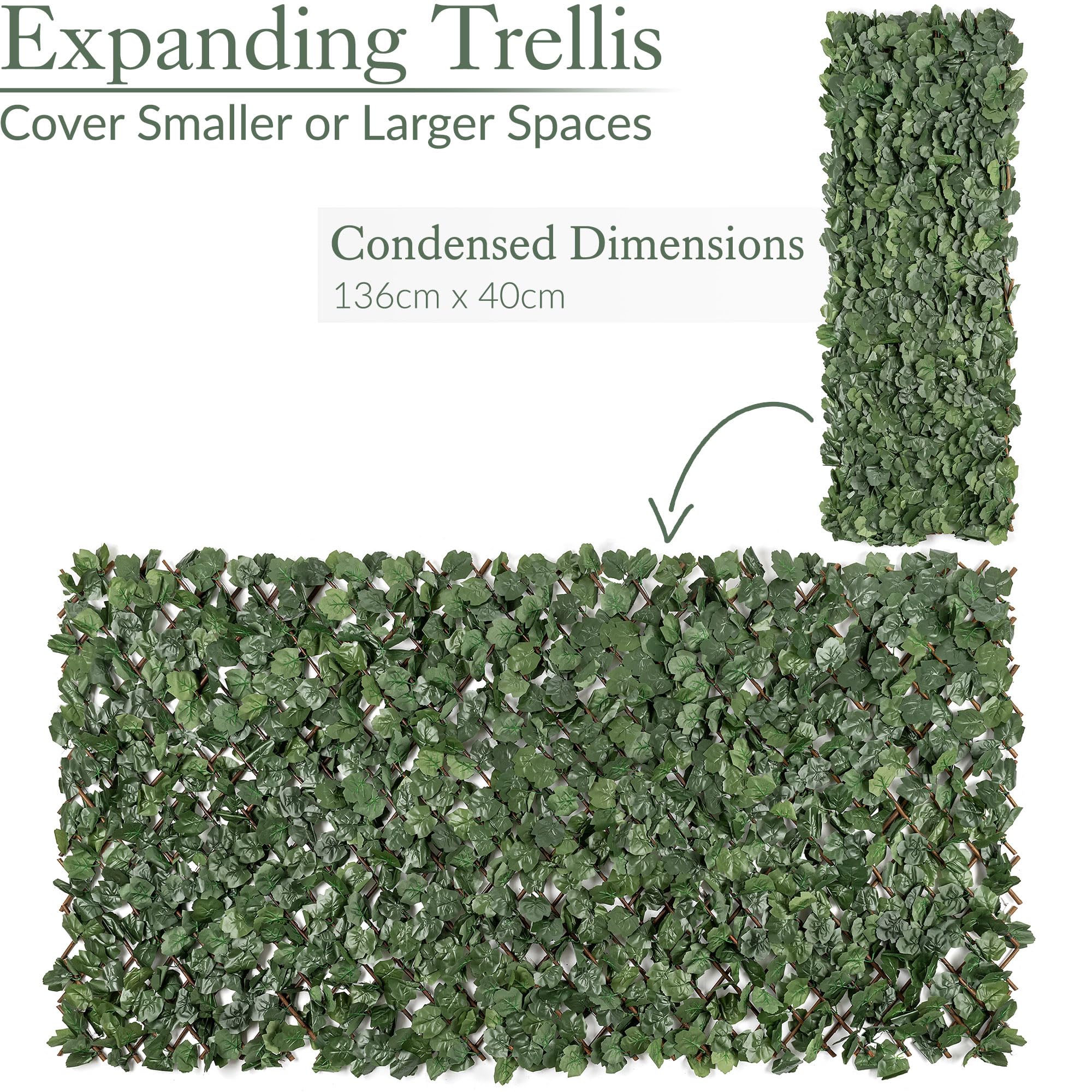 CHRISTOW Expanding Artificial Trellis, Ivy Leaf Hedge, 1m x 1–2m, 8 Pack