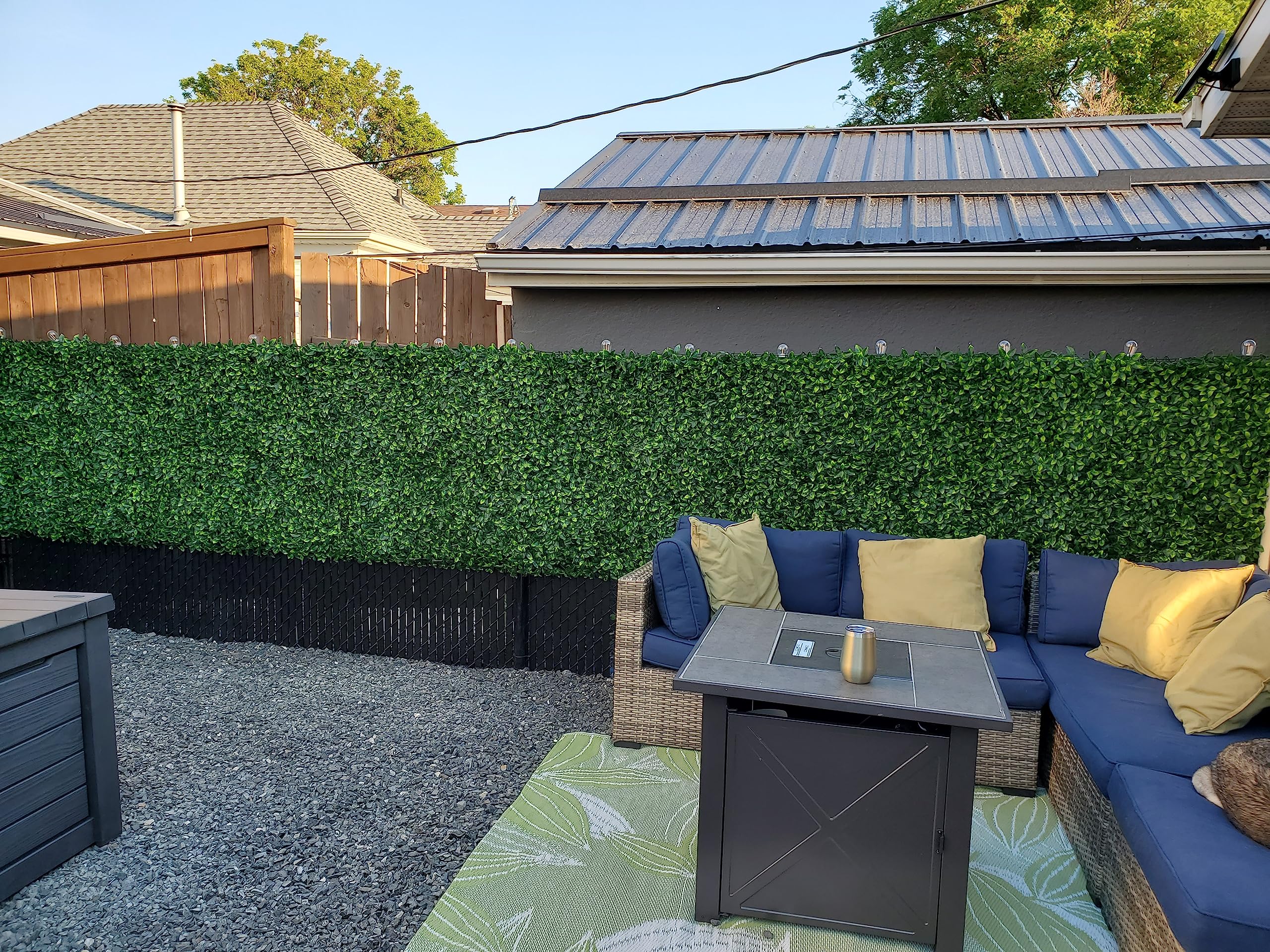 ULAND 12Pc in 20" x 20", Artifical Topiary Gardenia Hedges Panels, Faux Plant Shrubs Greenery Backdrop Wall Decorations, Outdoor Privacy Screen Fence